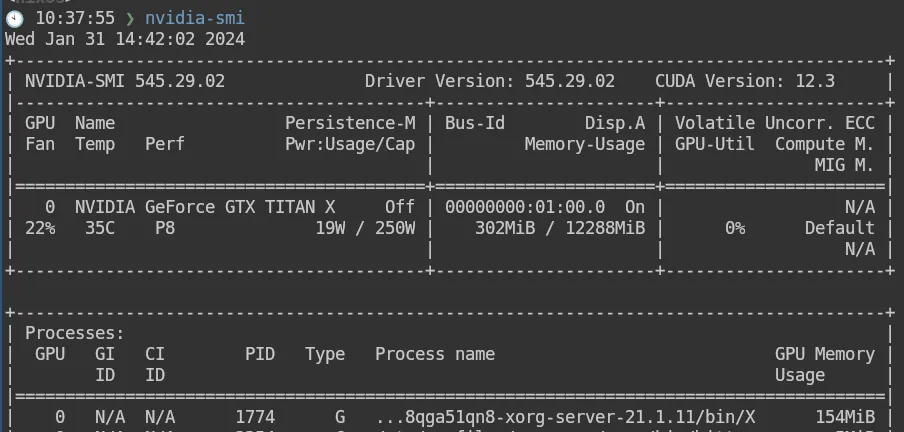 nvidia-smi output